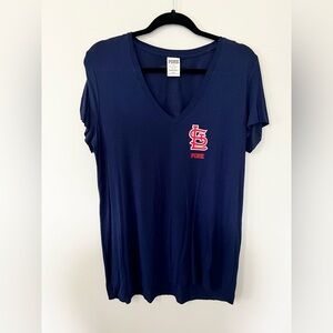 STL Cardinals Women's Navy V-Neck Top